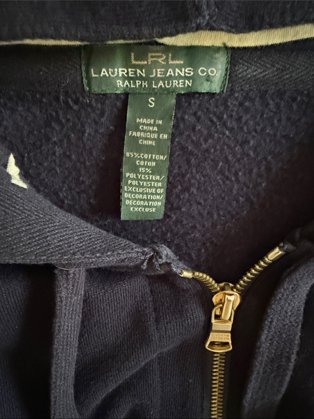 Ralph Lauren Navy Zip-Up Hoodie with Gold Crest Embroidery run bigger size - Picture 5 of 5